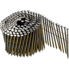 DeWALT - 11 Gauge 3-1/4" Long Roofing Nails for Power Nailers - Steel, Bright Finish, Smooth Shank, Coil Collation, Round Head, Blunt Diamond Point - Exact Tool & Supply