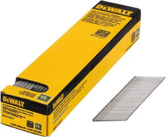 DeWALT - 15 Gauge 1-1/2" Long Finishing Nails for Power Nailers - Steel, Bright Finish, Smooth Shank, Angled Stick Collation, Round Head, Chisel Point - Exact Tool & Supply