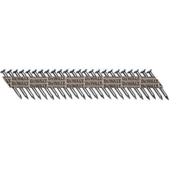 DeWALT - 9 Gauge 1-1/2" Long Metal Connecting Nails for Power Nailers - Steel, Bright Finish, Smooth Shank, Angled Stick Collation, Round Head - Exact Tool & Supply