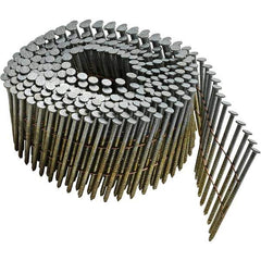 DeWALT - 13 Gauge 2-3/16" Long Siding Nails for Power Nailers - Steel, Galvanized Finish, Ring Shank, Coil Collation, Round Head, Blunt Diamond Point - Exact Tool & Supply