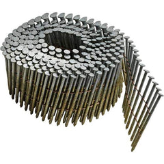 DeWALT - 13 Gauge 2" Long Siding Nails for Power Nailers - Steel, Galvanized Finish, Ring Shank, Coil Collation, Round Head, Blunt Diamond Point - Exact Tool & Supply