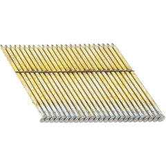 DeWALT - 11 Gauge 3" Long Framing Nails for Power Nailers - Steel, Galvanized Finish, Smooth Shank, Angled Stick Collation, Round Head - Exact Tool & Supply
