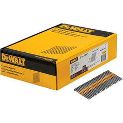 DeWALT - 9 Gauge 3" Long Framing Nails for Power Nailers - Steel, Bright Finish, Smooth Shank, Angled Stick Collation, Round Head - Exact Tool & Supply