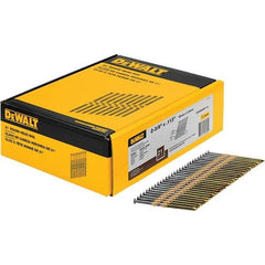 DeWALT - 12 Gauge 2.38" Long Framing Nails for Power Nailers - Steel, Bright Finish, Smooth Shank, Angled Stick Collation, Round Head - Exact Tool & Supply