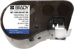 Brady - 1-1/2" Wide, Black & White Vinyl Labels - For BMP51 Label Printer, BMP53 Label Printer - Exact Tool & Supply