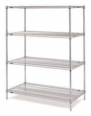 Starter Wire Shelving Unit, 36"W x 18"D x 54"H, 4 Shelves, Chrome Plated Finish, Silver