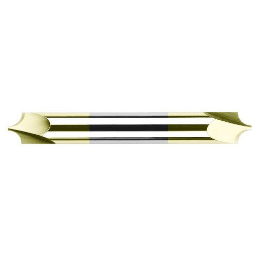 Corner Rounding End Mills - 0.0100″ Radius × 0.0470″ (3/64″) Pilot Diameter Carbide Corner Rounding End Mill DE, 2 Flutes, TiN Coated - Exact Tool & Supply