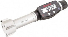 Starrett - 1-3/8" to 2", IP67, Carbide Face Electronic Inside Micrometer - 0.00005" Resolution, 0.00015" Accuracy, 3-1/16" Gage Depth - Exact Tool & Supply