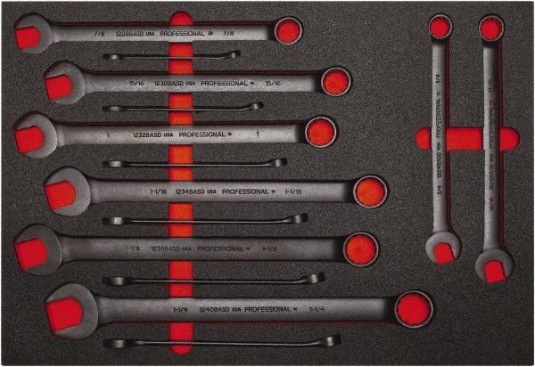 Proto - 14 Piece, 3/8" to 1-1/4", 12 Point Spline Combination Wrench Set - Inch Measurement Standard, Black Oxide Finish, Comes in Roll Pouch - Exact Tool & Supply