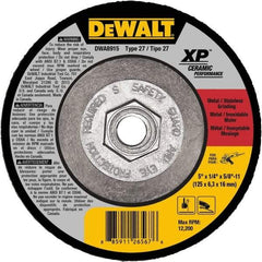 DeWALT - 24 Grit, 5" Wheel Diam, Type 27 Depressed Center Wheel - Coarse/Medium Grade, Ceramic, N Hardness, 12,200 Max RPM - Exact Tool & Supply