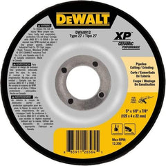DeWALT - 24 Grit, 5" Wheel Diam, 7/8" Arbor Hole, Type 27 Depressed Center Wheel - Coarse/Medium Grade, Ceramic, N Hardness, 12,200 Max RPM - Exact Tool & Supply
