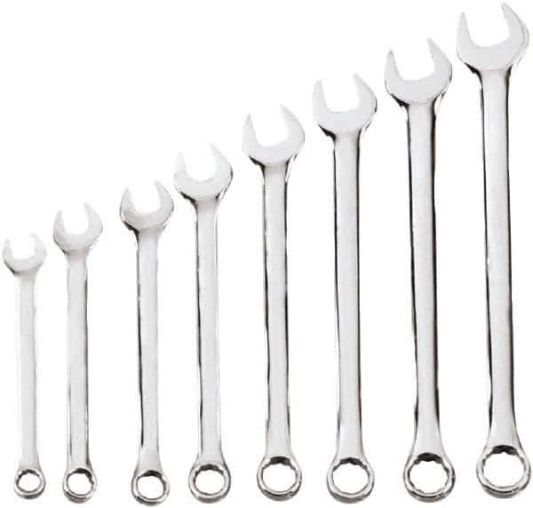 Blackhawk by Proto - 8 Piece, 1/4" to 11/16", 6, 12 Point Combination Wrench Set - Inch Measurement Standard, Chrome Finish, Comes in Case - Exact Tool & Supply
