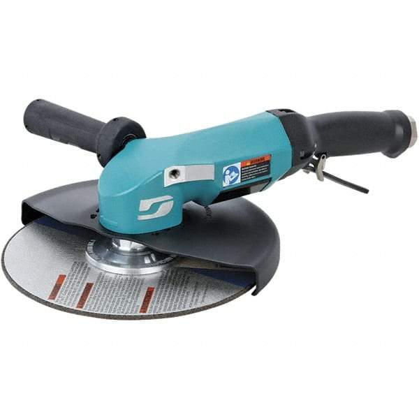 Dynabrade - 9" Wheel Diam, 6,500 RPM, Pneumatic Angle & Disc Grinder - 5/8-11 Spindle, 115 CFM, Adjustable Exhaust - Exact Tool & Supply