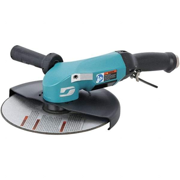 Dynabrade - 9" Wheel Diam, 6,500 RPM, Pneumatic Angle & Disc Grinder - 5/8-11 Spindle, 115 CFM, Adjustable Exhaust - Exact Tool & Supply