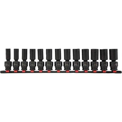 Blackhawk by Proto - 13 Piece 1/2" Drive Deep Well Impact Socket Set - 6 Points, 12mm to 24mm Range, Metric Measurement Standard - Exact Tool & Supply