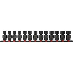 Blackhawk by Proto - 13 Piece 13/8" Drive Deep Well Impact Socket Set - 6 Points, 7 to 19mm Range, Metric Measurement - Exact Tool & Supply