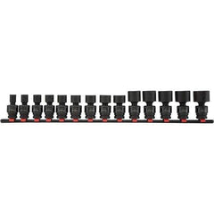 Blackhawk by Proto - 14 Piece 1/2" Drive Impact Socket Set - 6 Points, 7/16" to 1-1/4" Range, Inch Measurement Standard - Exact Tool & Supply