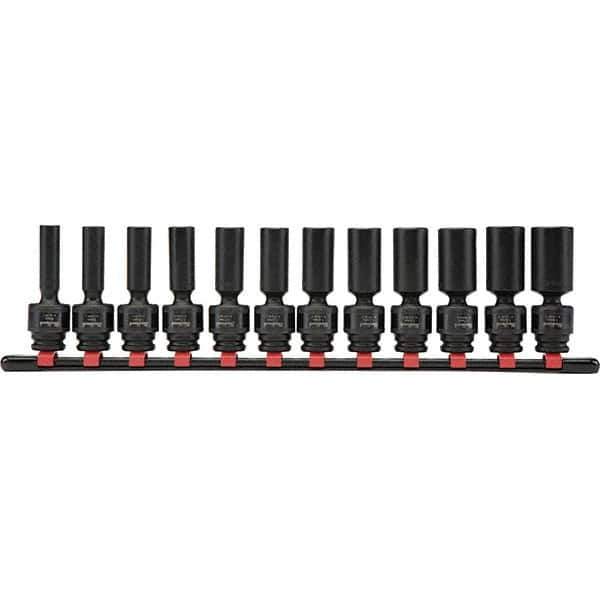 Blackhawk by Proto - 12 Piece 3/8" Drive Deep Well Impact Socket Set - 6 Points, 8mm to 19mm Range, Metric Measurement Standard - Exact Tool & Supply