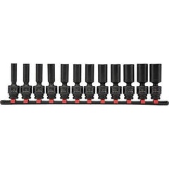 Blackhawk by Proto - 12 Piece 3/8" Drive Deep Well Impact Socket Set - 6 Points, 8mm to 19mm Range, Metric Measurement Standard - Exact Tool & Supply