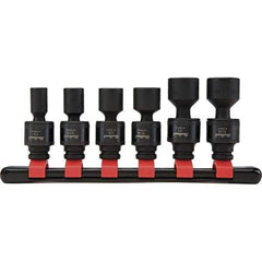 Blackhawk by Proto - 6 Piece 1/4" Drive Deep Well Impact Socket Set - 6 Points, 1/4" to 9/16" Range, Inch Measurement Standard - Exact Tool & Supply