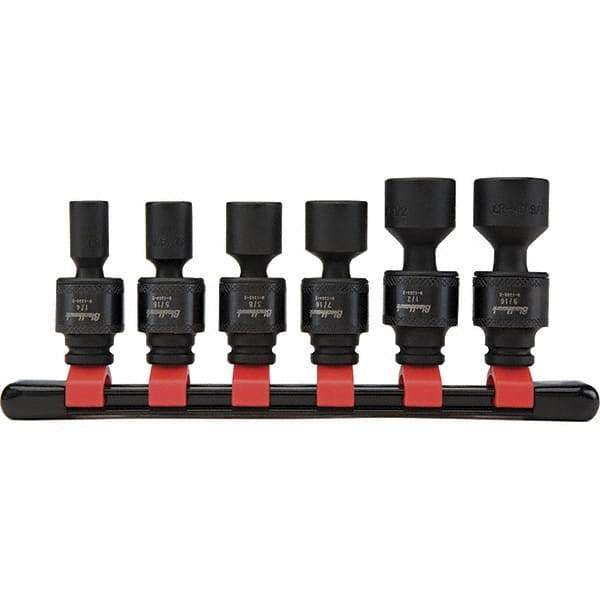 Blackhawk by Proto - 6 Piece 1/4" Drive Impact Socket Set - 6 Points, 1/4" to 9/16" Range, Inch Measurement Standard - Exact Tool & Supply