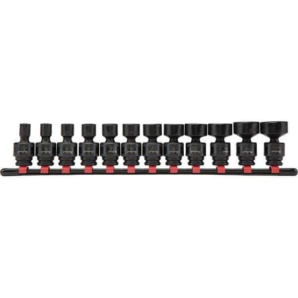 Blackhawk by Proto - 12 Piece 3/8" Drive Impact Socket Set - 6 Points, 5/16" to 1" Range, Inch Measurement Standard - Exact Tool & Supply