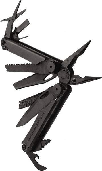 Leatherman - 1 Piece, Multi-Tool Set with 17 Functions - Black, 6" OAL, 4" Closed Length - Exact Tool & Supply
