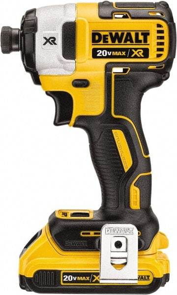 DeWALT - 20 Volt, 1/4" Drive, 152 Ft/Lb Torque, Cordless Impact Driver - Mid-Handle, 2800 RPM, 1 Lithium-Ion Battery Included - Exact Tool & Supply