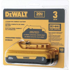 DeWALT - 20 Volt Lithium-Ion Power Tool Battery - 3 Ahr Capacity, 1 hr Charge Time, Series 20V Max - Exact Tool & Supply