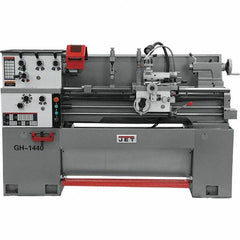 Jet - 14" Swing, 40" Between Centers, 230 Volt, Triple Phase Bench Lathe - 5MT Taper, 3 hp, 40 to 1,800 RPM, 1-1/2" Bore Diam, 46" Deep x 28" High x 74-5/8" Long - Exact Tool & Supply