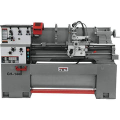 Jet - 14" Swing, 40" Between Centers, 230 Volt, Single Phase Bench Lathe - 5MT Taper, 3 hp, 40 to 1,800 RPM, 1-1/2" Bore Diam, 46" Deep x 28" High x 74-5/8" Long - Exact Tool & Supply