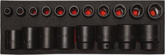 Proto - 19 Piece 1/2" Drive Black Finish Impact Socket Set - 6 Points, 3/8" to 1-1/2" Range, Inch Measurement Standard - Exact Tool & Supply