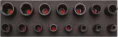 Proto - 15 Piece 1/2" Drive Black Finish Deep Well Socket Set - 6 Points, 3/8" to 1-1/4" Range, Inch Measurement Standard - Exact Tool & Supply