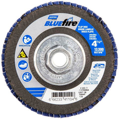 Norton - 4-1/2" 36 Grit 5/8-11 Center Hole Type 29 Zirconia Alumina Flap Disc - Exact Tool & Supply