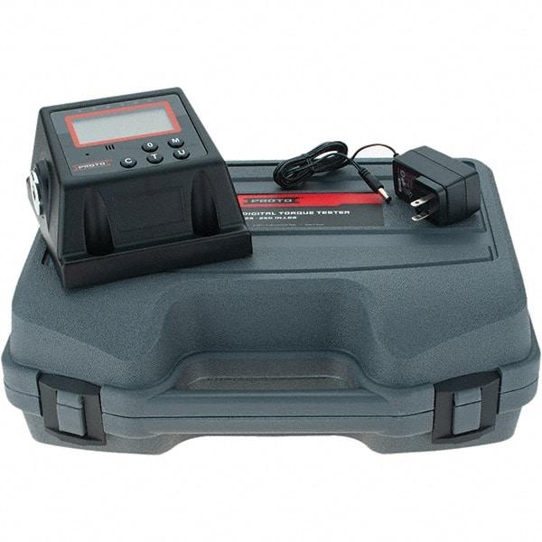 Proto - 25 to 250 In/Lb, Electronic Torque Tester - Accurate to ± 1% CW and ± 3% CCW Digit Accuracy, 5-5/8" OAL, 3/8" Drive - Exact Tool & Supply