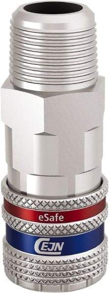 CEJN - 3/8 Male NPT European High Flow Pneumatic Hose Safety Coupler - Steel/Brass, 3/8" Body Diam - Exact Tool & Supply