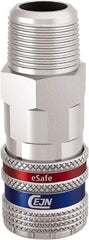 CEJN - 3/8 Male NPT European High Flow Pneumatic Hose Safety Coupler - Steel/Brass, 3/8" Body Diam - Exact Tool & Supply