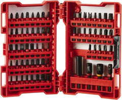 Milwaukee Tool - 65 Piece, Magnetic Bit Holder - 5/64 to 1/4" Hex, #1 to #3, Drilling/Screwdriving Utility Accessory Set Kit, 1/4" Hex Drive, Phillips, Slotted, Torx, Square Point - Exact Tool & Supply