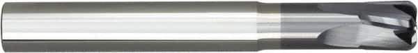 Niagara Cutter - 4mm, 4 Flute, Single End, Solid Carbide, 2mm Corner Radius End Mill - 75mm OAL, 10° Helix, Right Hand Flute, 2mm LOC, Right Hand Cut, 2" Extended Reach - Exact Tool & Supply