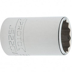 Proto - 3/8" Drive, Intermediate Hand Socket - 12 Points, 1-25/32" OAL, Steel, Full Polish Finish - Exact Tool & Supply