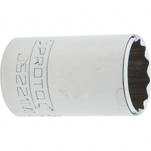 Proto - 3/8" Drive, Intermediate Hand Socket - 12 Points, 1-25/32" OAL, Steel, Full Polish Finish - Exact Tool & Supply