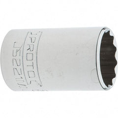 Proto - 3/8" Drive, Intermediate Hand Socket - 12 Points, 1-25/32" OAL, Steel, Full Polish Finish - Exact Tool & Supply