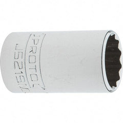 Proto - 3/8" Drive, Intermediate Hand Socket - 12 Points, 1-25/32" OAL, Steel, Full Polish Finish - Exact Tool & Supply