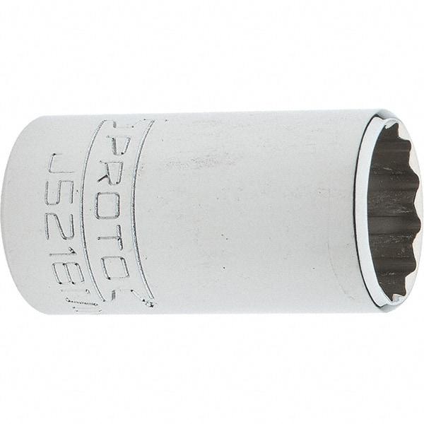 Proto - 3/8" Drive, Intermediate Hand Socket - 12 Points, 1-25/32" OAL, Steel, Full Polish Finish - Exact Tool & Supply