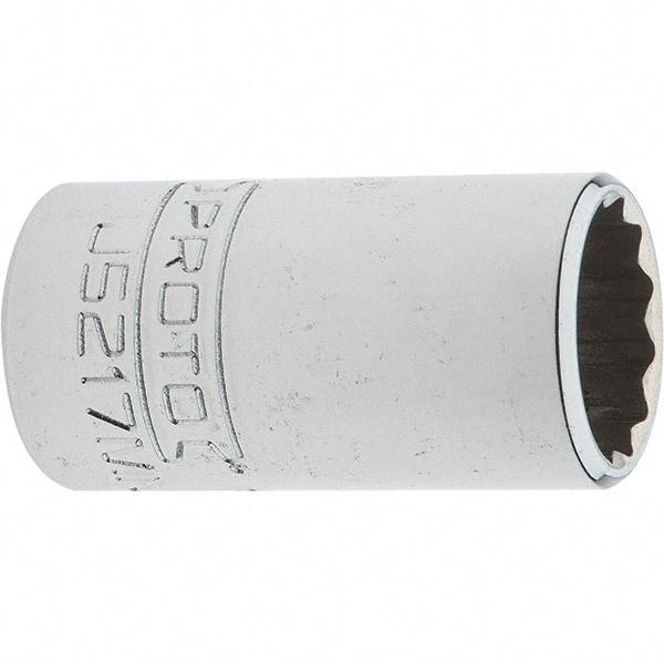 Proto - 3/8" Drive, Intermediate Hand Socket - 12 Points, 1-25/32" OAL, Steel, Full Polish Finish - Exact Tool & Supply