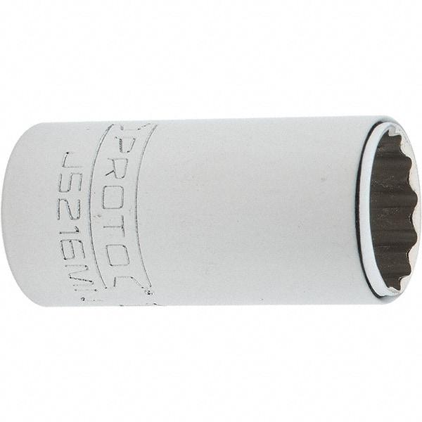 Proto - 3/8" Drive, Intermediate Hand Socket - 12 Points, 1-25/32" OAL, Steel, Full Polish Finish - Exact Tool & Supply