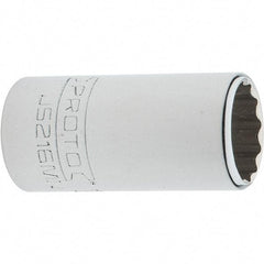Proto - 3/8" Drive, Intermediate Hand Socket - 12 Points, 1-25/32" OAL, Steel, Full Polish Finish - Exact Tool & Supply
