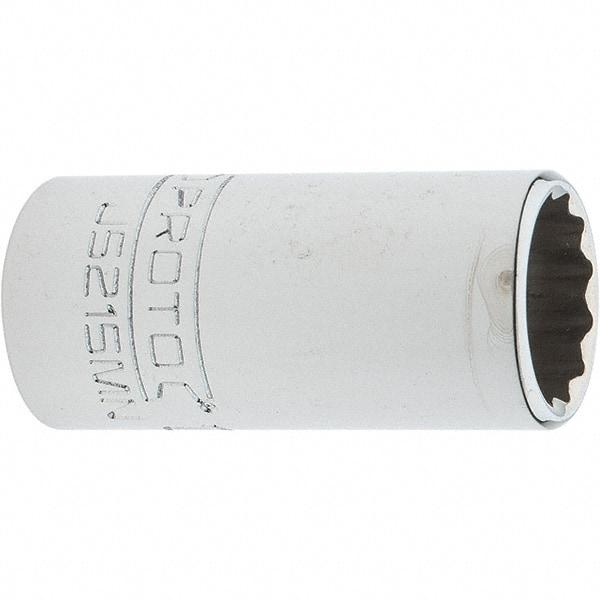 Proto - 3/8" Drive, Intermediate Hand Socket - 12 Points, 1-25/32" OAL, Steel, Full Polish Finish - Exact Tool & Supply