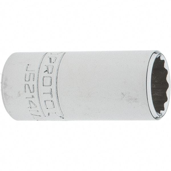 Proto - 3/8" Drive, Intermediate Hand Socket - 12 Points, 1-25/32" OAL, Steel, Full Polish Finish - Exact Tool & Supply