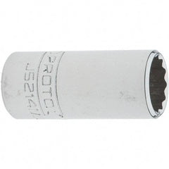 Proto - 3/8" Drive, Intermediate Hand Socket - 12 Points, 1-25/32" OAL, Steel, Full Polish Finish - Exact Tool & Supply